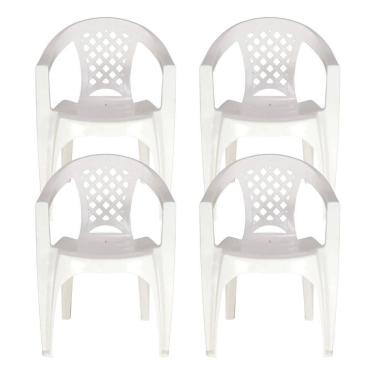 Imagem de Kit 4 Cadeiras Tramontina Iguape Com Braços Empilhável Branco
