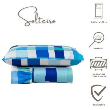 Imagem de Colcha Solteiro 400 Fios Estampada Com Babado 02 Peças Toque Macio Lai