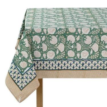 Imagem de Toalha de mesa Ridhi Cotton 183x356 cm com estampa floral em bloco