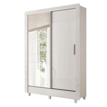 Imagem de Guarda Roupa Belgica 2 Portas De Correr Com Espelho Branco Brilho - Sa