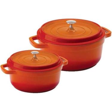 Imagem de Conjunto de Panelas Studio Laranja 6,8l + 4l Antiaderente - Hercules