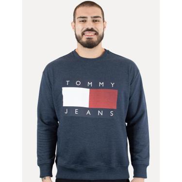 Imagem de Moletom Tommy Jeans Masculino Relaxed Crewneck Melange Flag Azul Marinho-Masculino