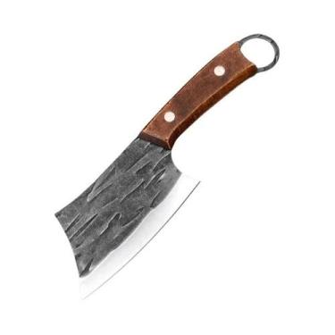 Imagem de Cutelo De Carne Artesanal Forjado Em Aço Inoxidável Com Cabo De Madeir