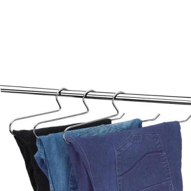 Imagem de Kit 3 Cabide Aço Resistente Para Calça Jeans Legging Guarda Closet Cro