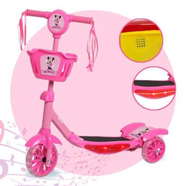 Imagem de Patinete Rosa Infantil 3 Rodas Com Luz Led E Música - Toys 2U