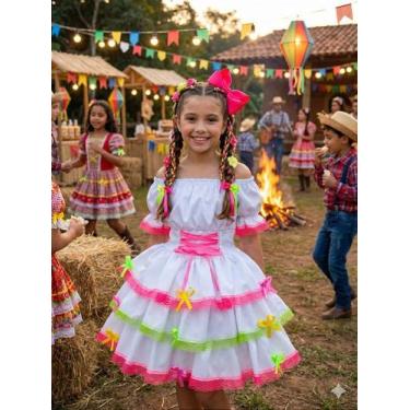Imagem de Vestido Infantil Junino Luxo Noivinha do Sertão - Festa Junina - no-br