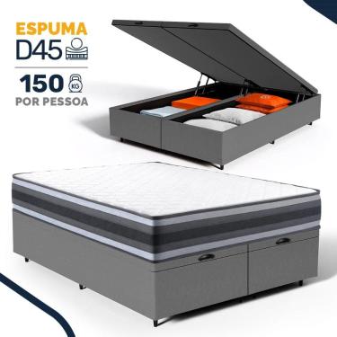 Imagem de Cama Box Baú com Colchão de Espuma D45 Double Face Territory Hellen Queen 158cm