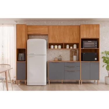 Imagem de Cozinha Completa Divina 12 Portas 2 Gavetas MDF 120cm Titânio com 5 Módulos e Nicho par...