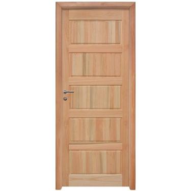 Imagem de Kit Porta de Madeira Eucalipto Rondosul P06 Externa, Abertura à Direita 213x85 cm