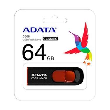 Imagem de Pen Drive Adata 64Gb Usb 2.0 Preto E Vermelho Ac008-64G-Rkd