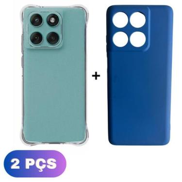 Imagem de Kit Capa Colorida + Capinha Transparente P/ Moto Edge 60 5g - Generica