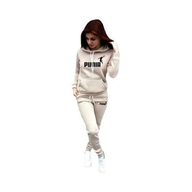 Imagem de Conjunto Esportivo Casual Feminino De Outono Inverno: Moletom Com Capu