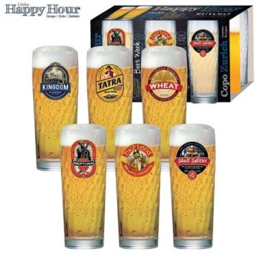 Imagem de Jogo de Copos de Cerveja Zurich M  Happy Hour 6 Peças Ruvolo