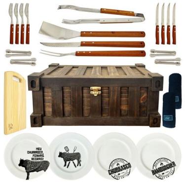 Imagem de Kit Churrasco 24 Peças Caixa Container - Mãos e Arte 