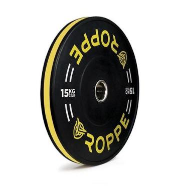 Imagem de Anilha Olímpica Exercício Funcional Borracha Virgem 15kg Roppe, Preto,