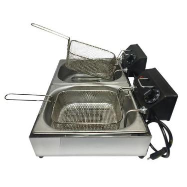 Imagem de Fritadeira Elétrica 10 litros Dupla Cuba Inox Fryer Max, 220V