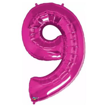 Imagem de Balão metalizado numero 9 pink - 34" 86 cm - QUALATEX