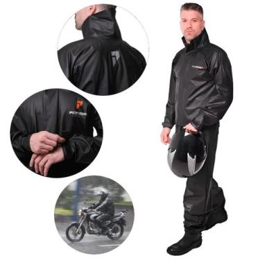 Imagem de Capa De Chuva Moto Impermeável Roupa Motoqueiro Completa Gola Forrada 