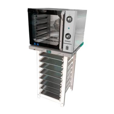 Imagem de Kit Forno Turbo Elétrico de Convecção Metalúrgica Venâncio FCSB4E Aço Inox 55L com Mesa e Assadeiras Inox 220V