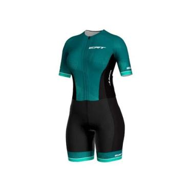 Imagem de Macaquinho ciclismo feminino ERT Elite Pacific forro em gel, Azul, M