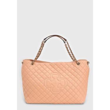 Imagem de Bolsa Capodarte Shoulder Médio Couro Logo Matelasse - Coral