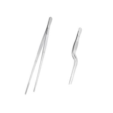 Imagem de Pinça Empratamento Reta Curvada 16cm e 30cm Inox 2un - casa cha