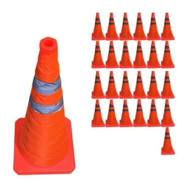 Imagem de Cone Rodovia Retratil Kit 25 Uni Flexivel Segurança Transito Estrada R