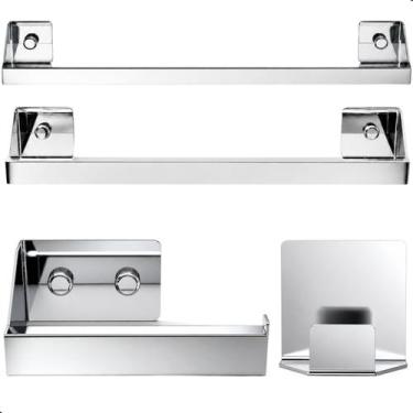 Imagem de Kit Acessórios Para Banheiro Inox 4 Peças Master Slim DF - CasaMóveis