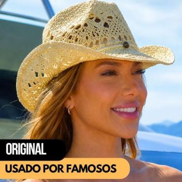 Imagem de Chapéu Country Virgínia Praia Vazado Palha Sertanejo Boho Gypsy Rodeio
