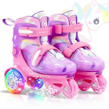 Imagem de Patins Infantil METROLLER Ajustáveis com Luz Unicórnio