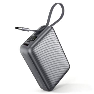 Imagem de Basike Power Bank 20000mAh 45W, Cabo USB-C Integrado, Compacto, Cinza
