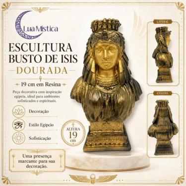 Imagem de Escultura Busto de Isis Dourada 19 cm em Resina - Lua Mistica