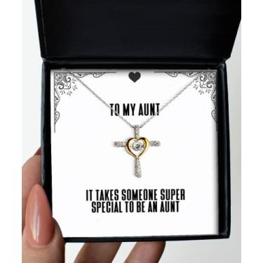 Imagem de SpreadPassion Lindo presente de tia, It Takes Someone Super Special To Be an Aunt, colar de dança de cruz de Natal para tia