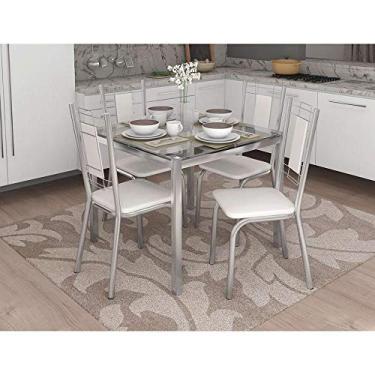 Imagem de Conjunto de Mesa com 4 Cadeiras Eduardo Cromado e Branco
