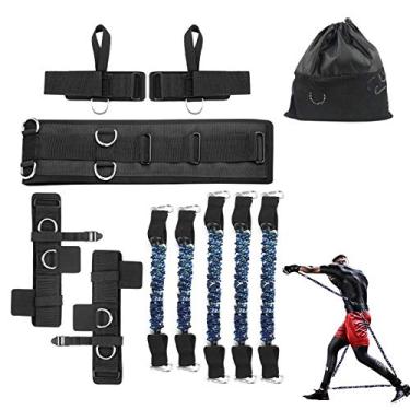 Imagem de SFEEXUN Conjunto de faixas de resistência de boxe para velocidade e agilidade, faixa de treino, faixa de tornozelo para exercícios nas pernas, tiras de tornozelo para treinamento de resistência, melhora o poder explosivo (azul-68 kg)