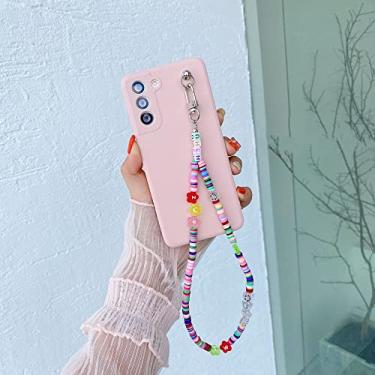 Imagem de Cadeia de contas com pingente de letra para Samsung Galaxy A51 A52 A71 A50 A72 A42 A32 A22 5G A12 A31 A30S A20 S21 Ultra S20 FE S10 Plus, Rosa, Para Samsung A12 (M12)