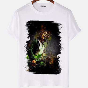 Imagem de Camiseta masculina Chris Cornel Guitarrista Audioslave Camisa Blusa Branca Estampada