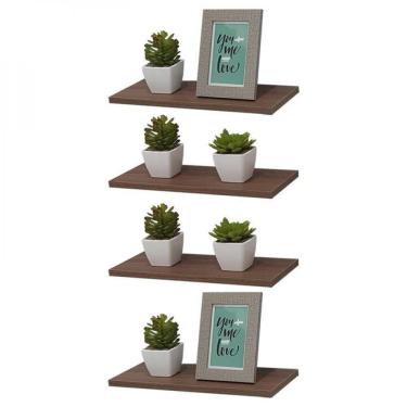 Imagem de Kit 4 Prateleiras 40 X 10cm Nogal Suporte Invisível