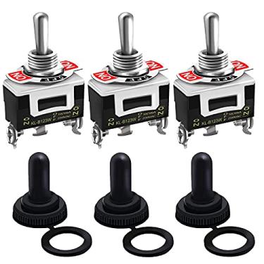 Imagem de Twidec Pcs Heavy Duty Rocker One-Side Momentary Toggle Trocar 16A 250V Ac Spdt 3 Posições 3 Pinos Interruptor On-Off-(On) Com Metal Bat Capa De Bota Impermeável Kl-B123Wmz