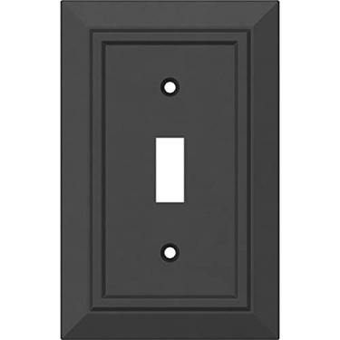 Imagem de Franklin Brass Placa de parede com interruptor único arquitetura clássica com propriedades antimicrobianas em preto fosco (pacote com 4)