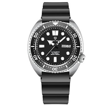 Imagem de Relógio de pulso automático Pagani Design masculino mergulhador automático safira vidro aço inoxidável mergulhador relógio 20bar impermeável masculino relógio de pulso automático, Borracha preta
