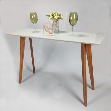 Imagem de Aparador com Vidro 120x40cm Slim Casa Uai Off White