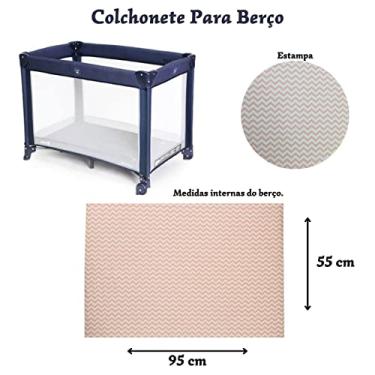 Imagem de Colchonete Macio Para Berço Desmontavel Chiqueirinho 95x55 (Zig Zag Rosa)