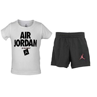 Imagem de Nike Conjunto de camiseta e shorts para bebês meninos Jordan Dri-Fit "Do You Know" estampado de manga curta - Branco (12 meses)