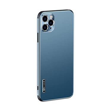 Imagem de zhouye Capa para iPhone 14/14 Plus/14 Pro/14 Pro Max, fosca fina com traseira rígida fosca de acrílico, bolsas de ar de TPU macio de silicone, capas de telefone protetoras, azul escuro, 14 Pro 6,1 polegadas