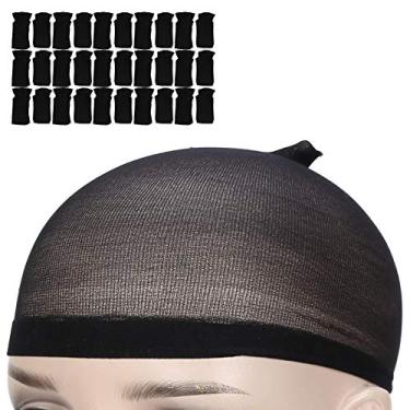 Imagem de Boné de peruca 30 peças, touca de meia para perucas, touca de meia de nylon profissional para perucas touca de peruca elástica conjunto de rede de cabelo touca de peruca portátil lavável elástica para mulheres (#1)