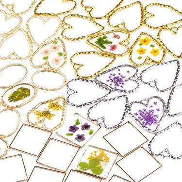 Imagem de FUNSHOWCASE pingentes de moldura geométrica com bisel aberto para colar de brinco de resina conjunto de joias com 50 unidades