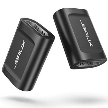Imagem de JSAUX Acoplador HDMI fêmea para fêmea 2 unidades, adaptador conector de extensão HDMI 4K HDR liga de alumínio para HDTV, Roku Chromecast Stick, computador, PC, monitor, laptop, projetor, leitor de DVD, PS 4/3 (preto)