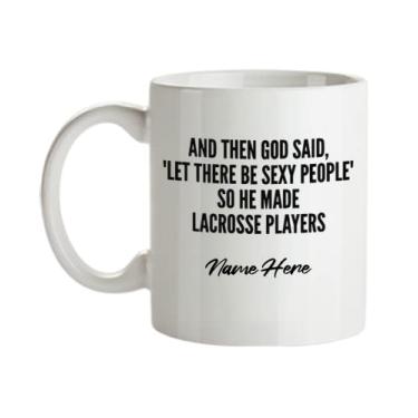 Imagem de Caneca personalizada para jogadores de lacrosse, And Then God Said Let There Be Sexy People So He Made jogadores de lacrosse, presente de jogador de lacrosse personalizado, jogador de lacrosse ideia de de Natal