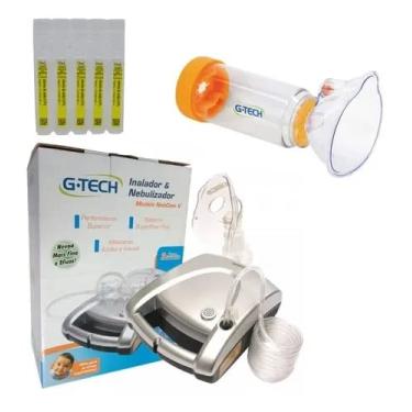 Imagem de Kit Nebulizador G-tech + Espaçador + Soro 50 Ml
